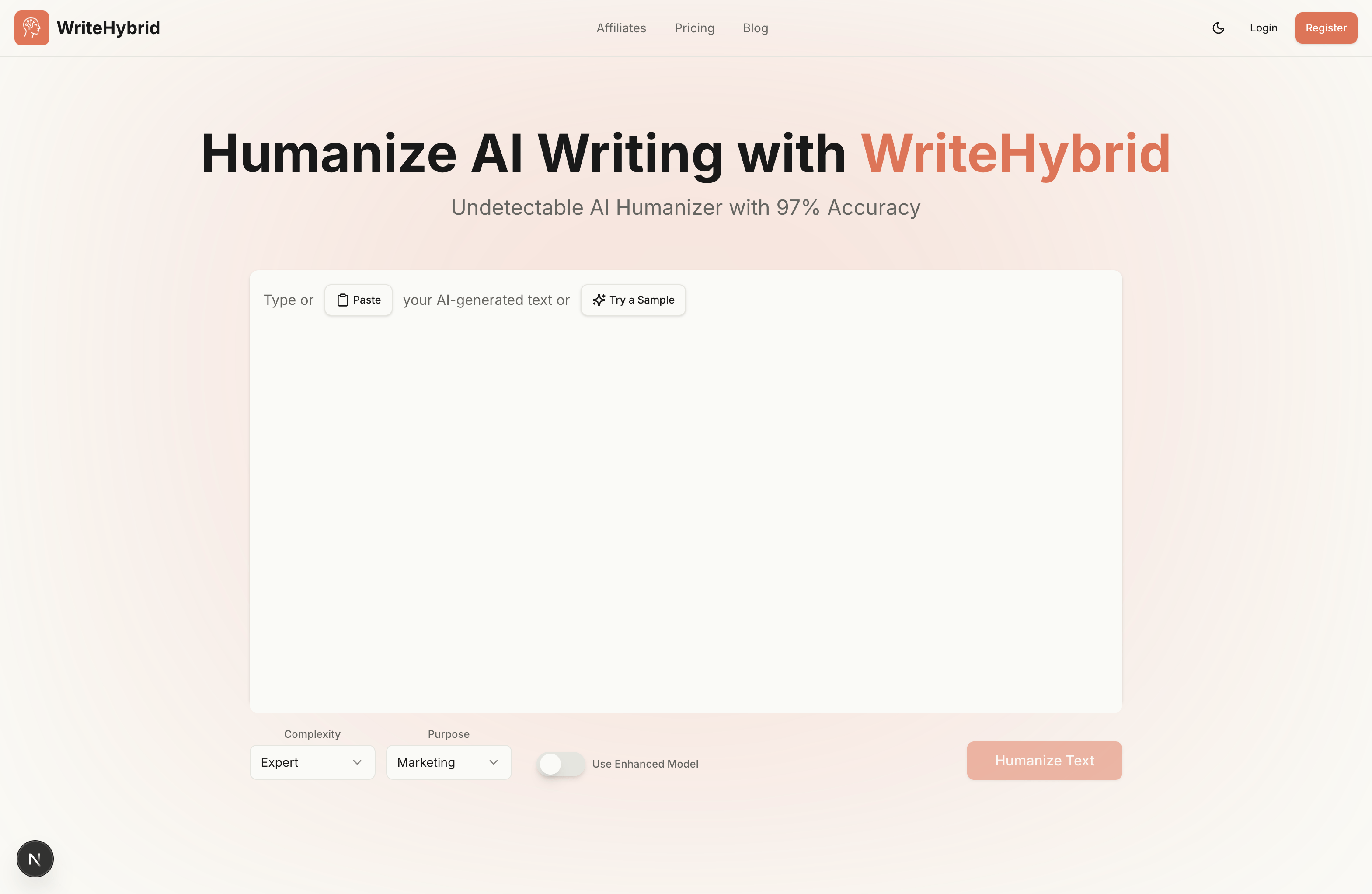 WriteHybrid AI Humanizer Screenshot