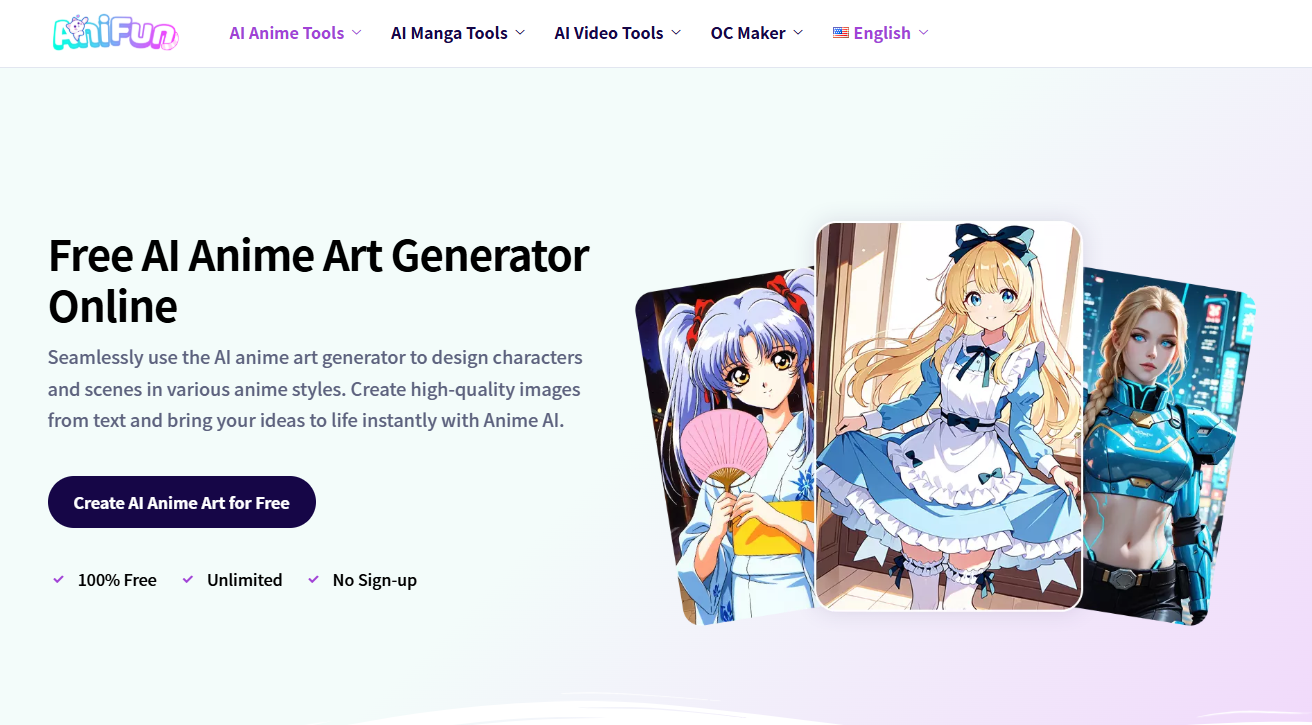 Anifun AI Anime Art Generator Screenshot