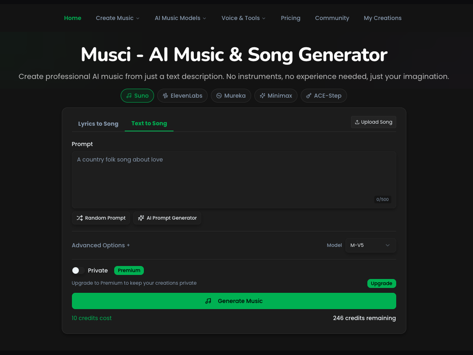 Musci - AI Song Generator Screenshot