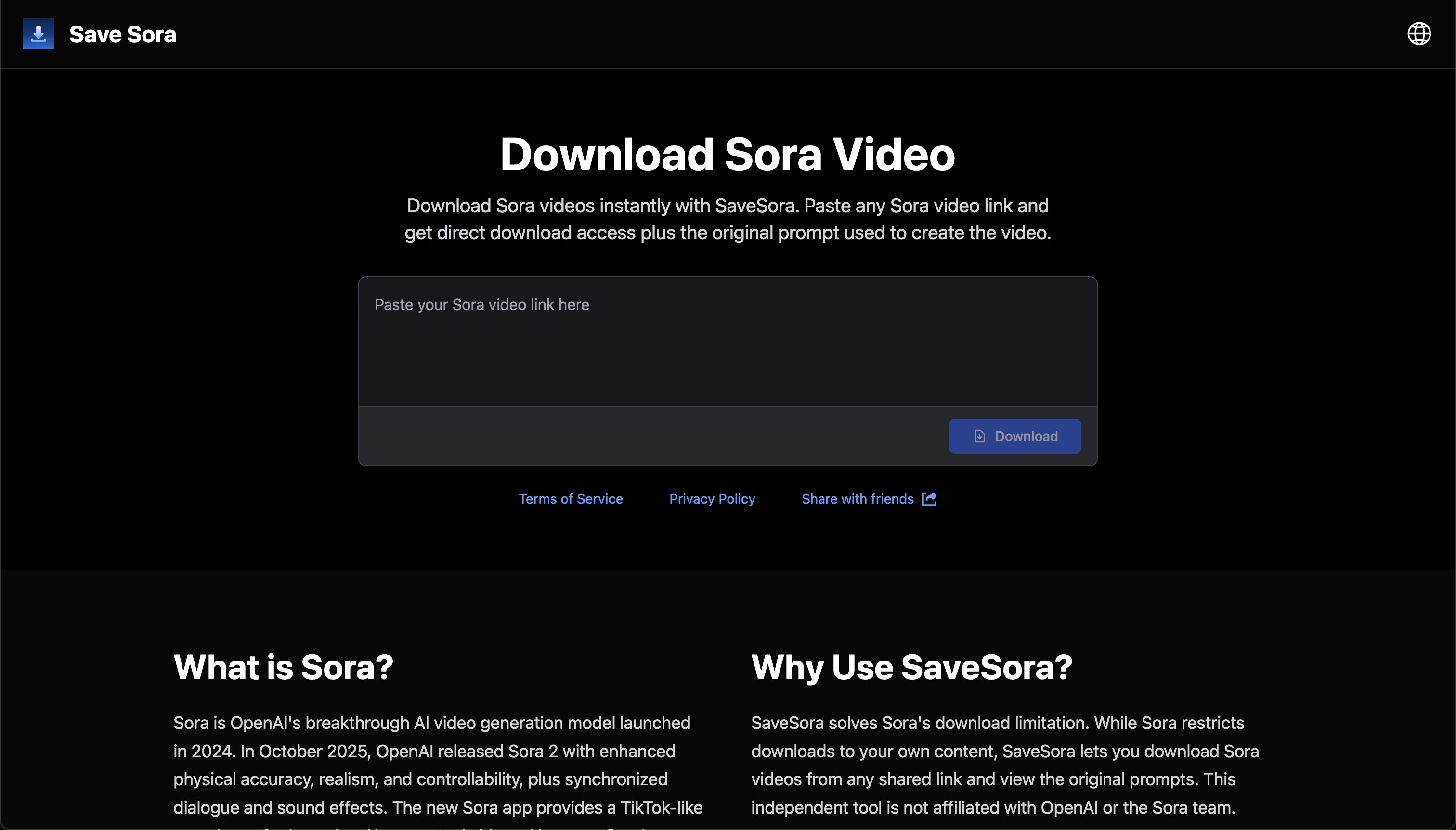 Sora Watermark Remover - SaveSora Screenshot